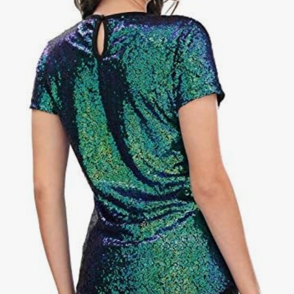 Spadehill Mermaid Green Sequined Top Size S - Picture 3 of 10
